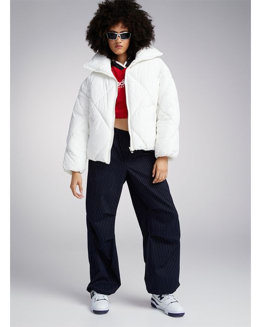 ONLY Large Diamond Pattern Quilted Jacket in White Lyst