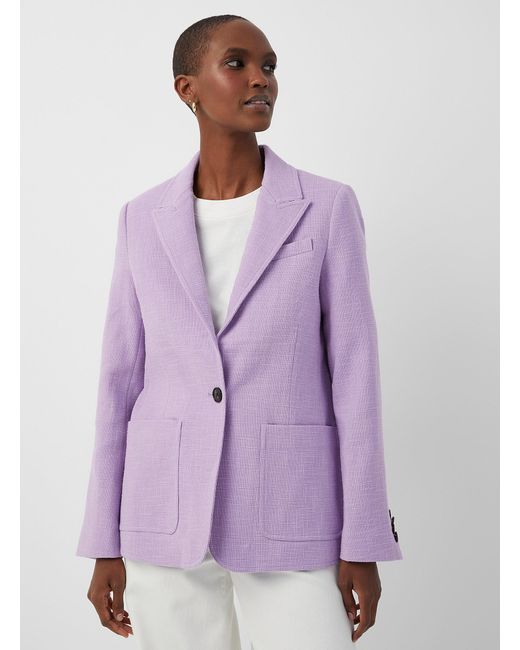 Contemporaine Purple Colourful Tweed Cinched Blazer