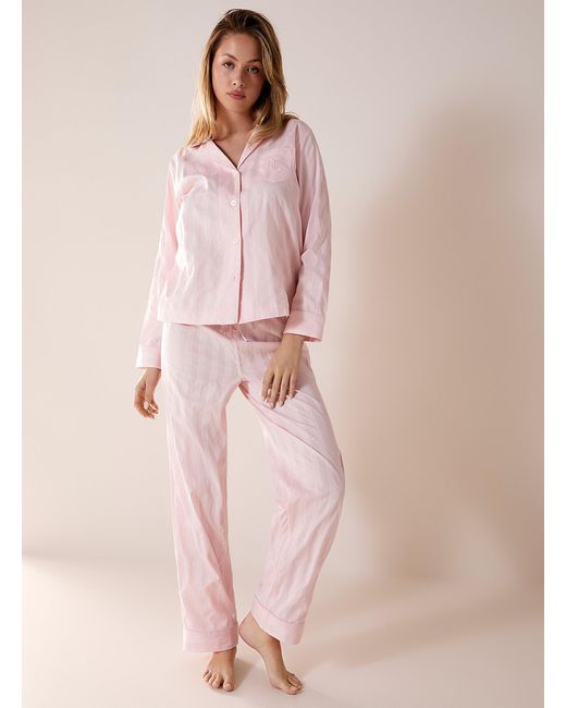Ralph Lauren Pink Monochromatic Stripes Pyjama Set