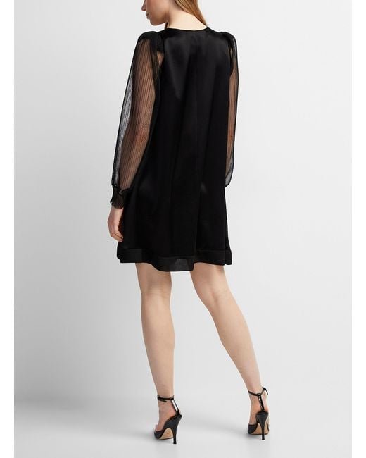 Denis Gagnon Black Tulle Sleeve Mini Dress