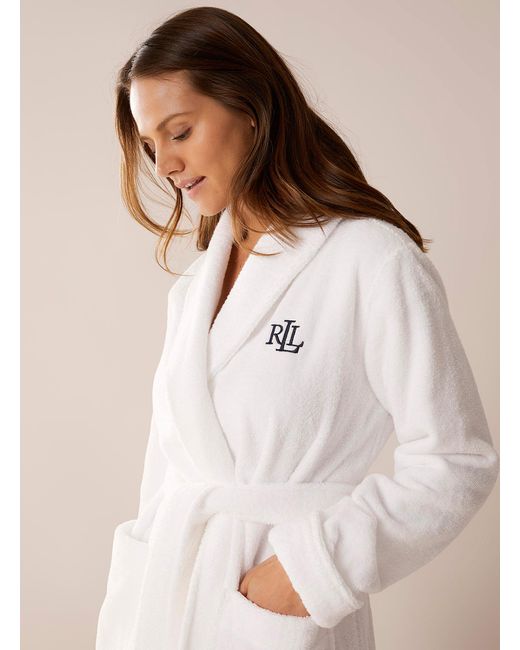 Ralph Lauren Natural Embroidered Logo Terry Robe
