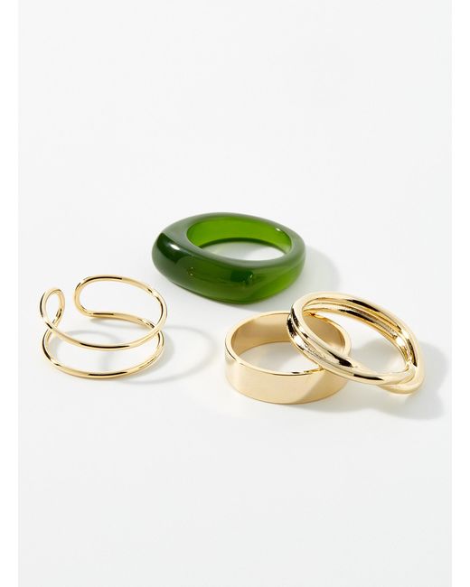 Simon's Green Multiform Rings Set Of 4