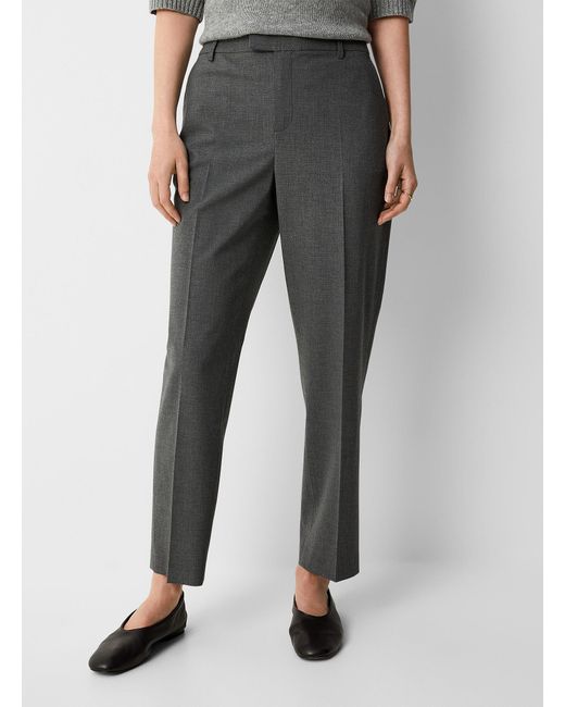 Contemporaine Gray Touch Of Wool Pleated Pant Fit: Slim Leg, High Rise