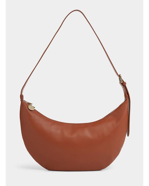Ela Brown Minimalist Crescent Saddle Bag