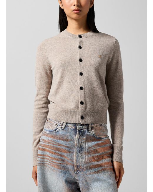 Acne Natural Face Patch Wool Cardigan
