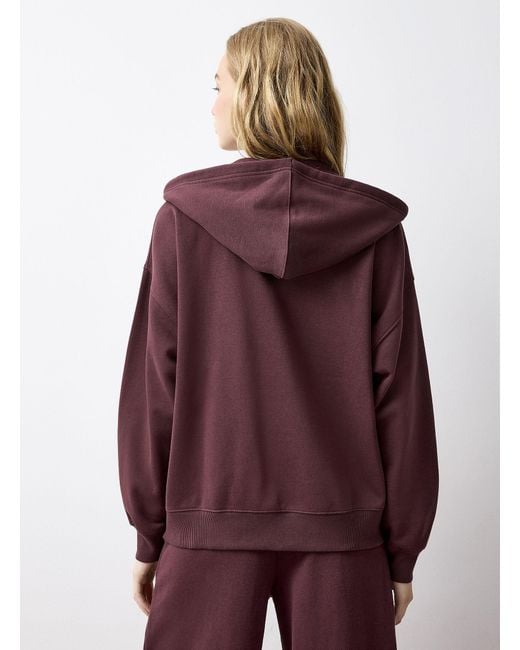 Twik Purple Thin Jersey Loose Zippered Hoodie