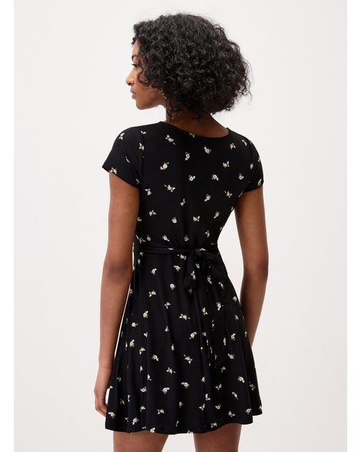 Twik Black Patterned Crossover Minidress