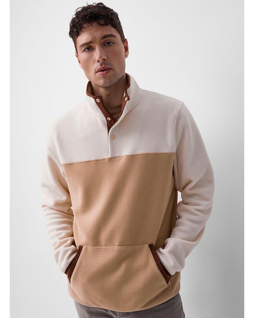 Le 31 Colour Block Fleece Sweater in Natural for Men | Lyst