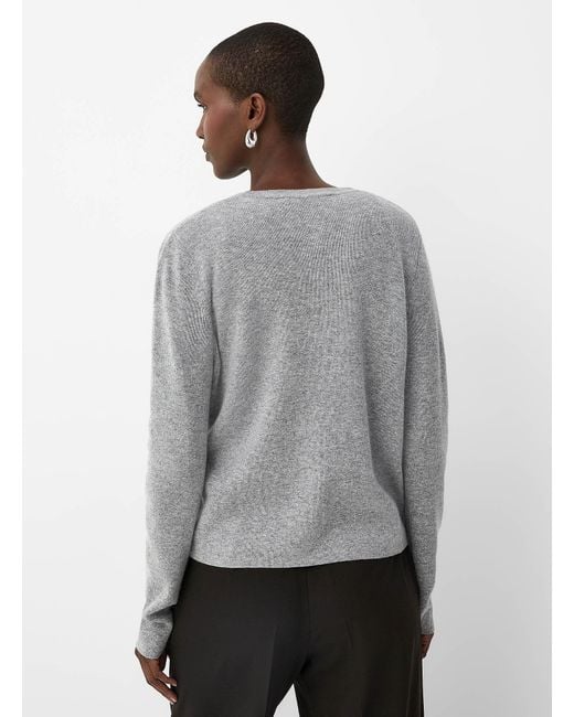 Contemporaine Gray Wool And Cashmere Plain Cardigan