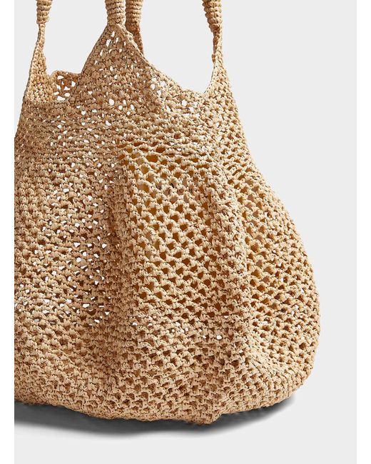 Sans Arcidet Paris Mamabe Openwork Raffia Tote in Natural | Lyst
