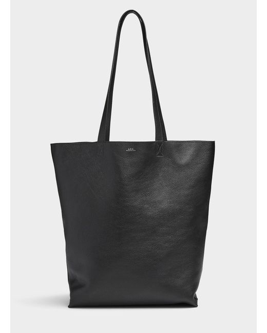 A.P.C. Black Maiko Pebbled Leather Tote for men