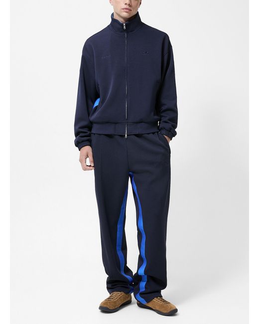 Adidas Blue Inseam Stripe Piqué Track Pant for men