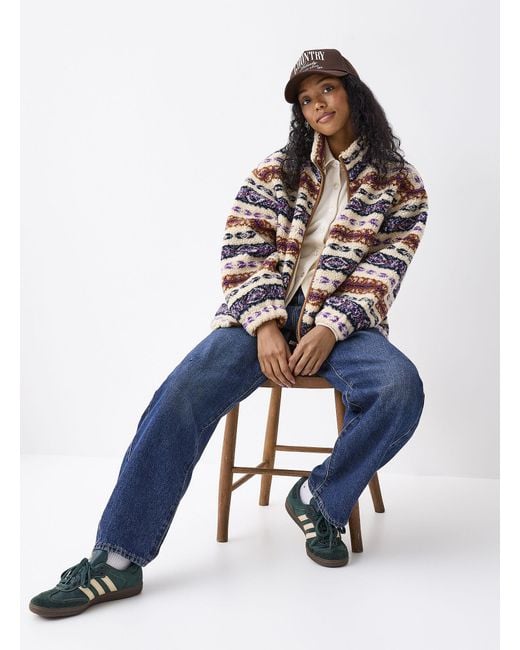 Twik Blue Patterned Fleece Sweatshirt