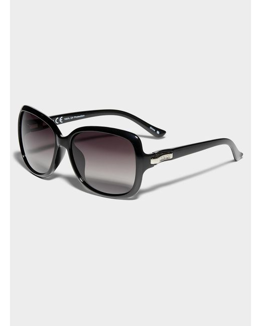 Simon's Brown Margot Polarized Oversized Rhinestone Sunglasses