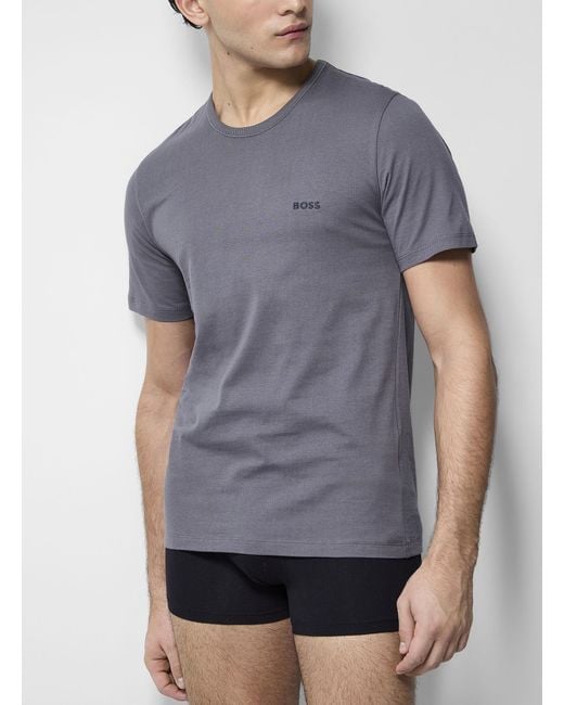 Boss Gray Embroidered Logo Stretch Undershirt for men