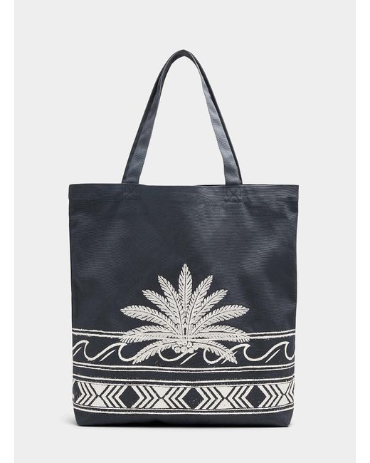 Scotch & Soda Blue Tropical Embroidery And Print Tote for men