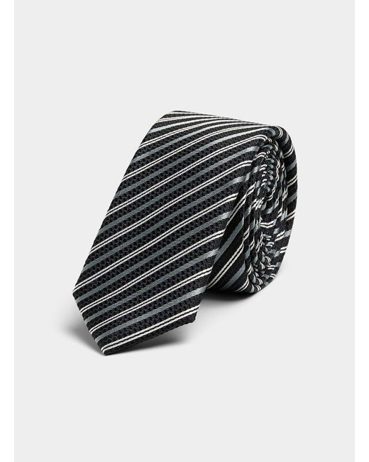 Le 31 Black Diagonal Stripe Skinny Tie for men