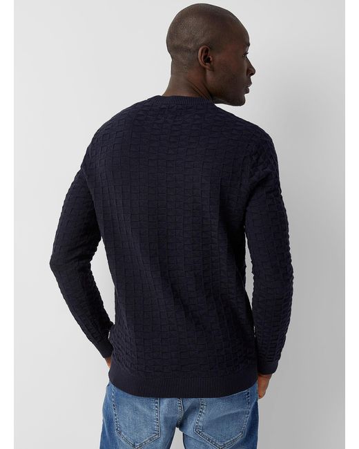 Only & Sons Blue Geo Jacquard Sweater for men