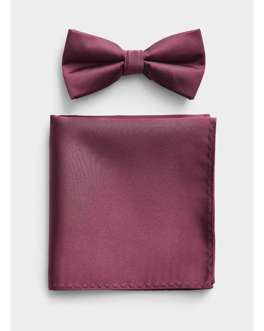 Le 31 Purple Solid Bow Tie And Pocket Square Set for men