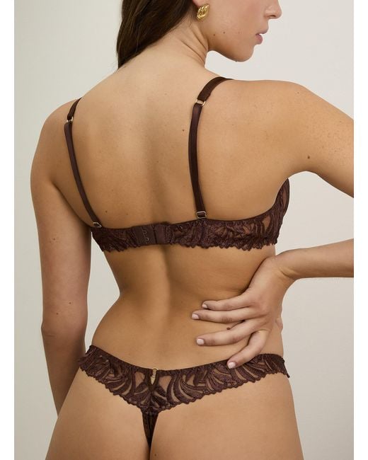 Coco De Mer Black Tamia Embroidered Thong Nylon And Polyester