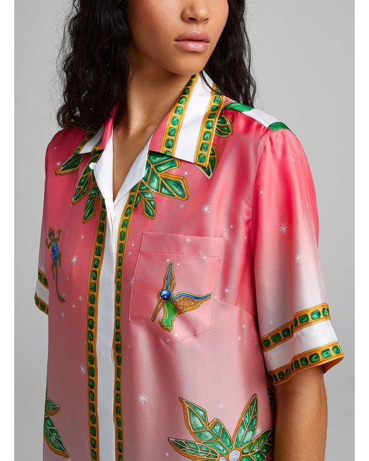 Casablancabrand Green Joyaux D'afrique Pink Silk Shirt
