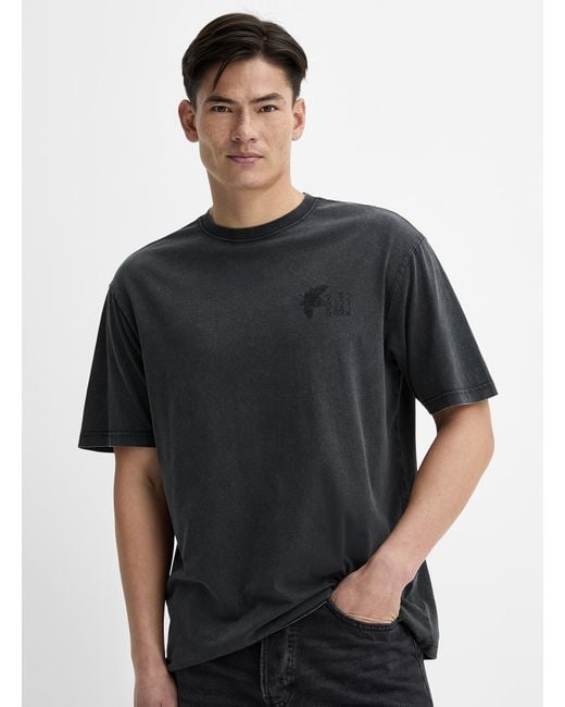 Only & Sons Black Botanic Print Faded T for men