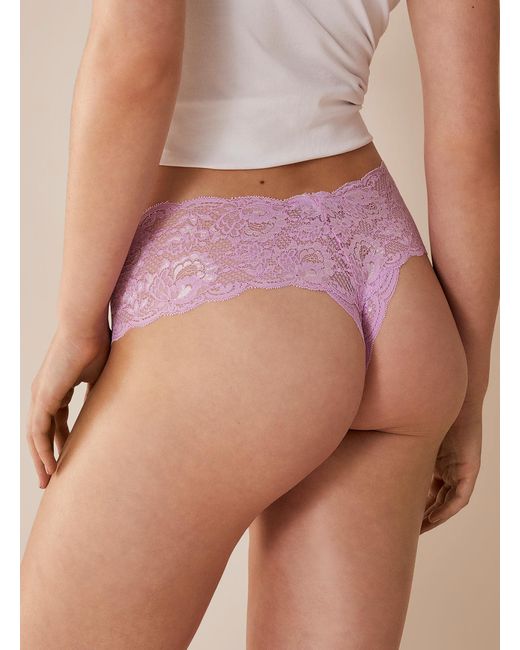 Cosabella Pink Lace And Scallops Wide Band Thong