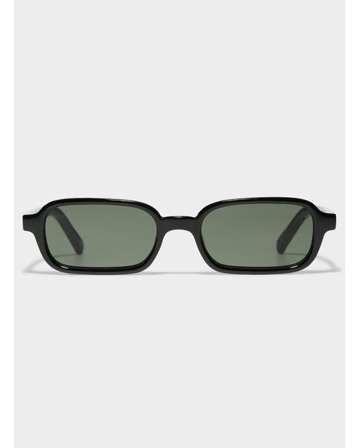Le Specs Green Pilferer Narrow Rectangular Sunglasses