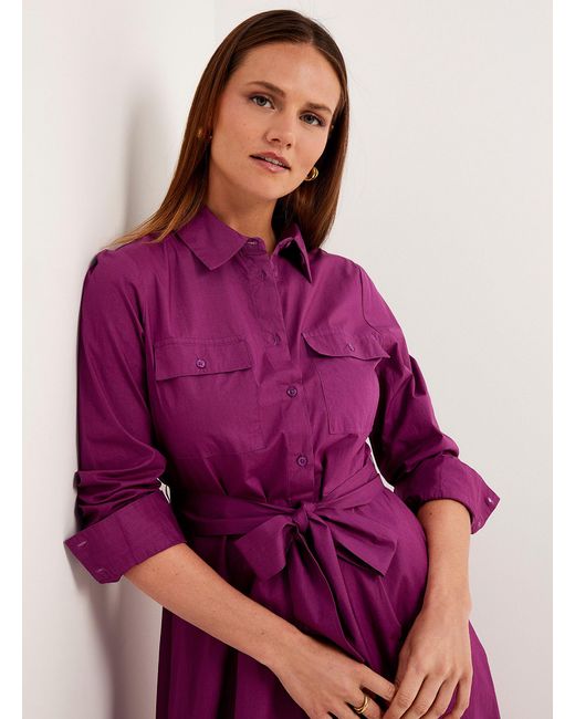 Contemporaine Purple Tie Belt Maxi Shirtdress