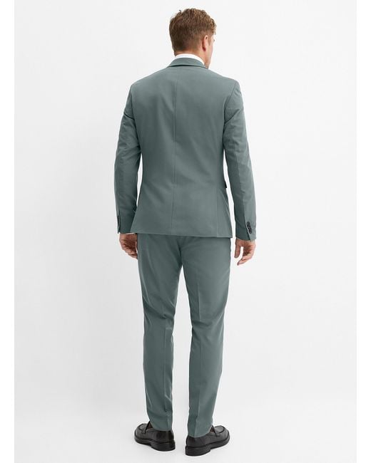 Jack & Jones Green Solid Structured Twill Suit Slim Fit for men
