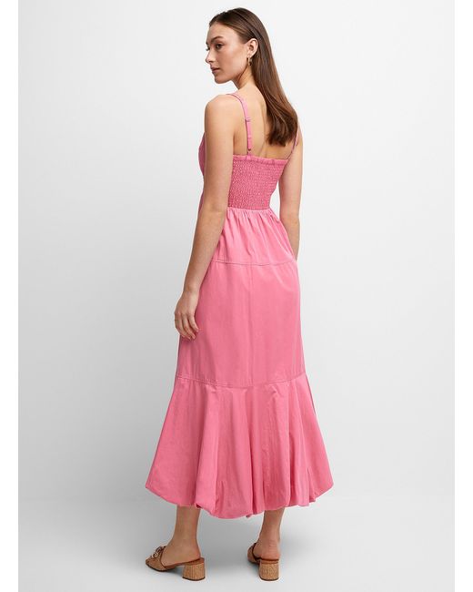 Icône V-neck Balloon Maxi Dress (women, Pink, Large)