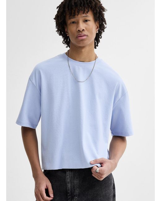 Djab Blue Cropped Solid T for men