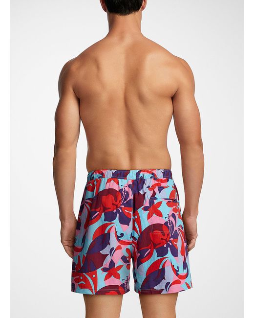 Saxx Underwear Co. Red Tropical Filter Stretch Nylon Swim Trunk for men