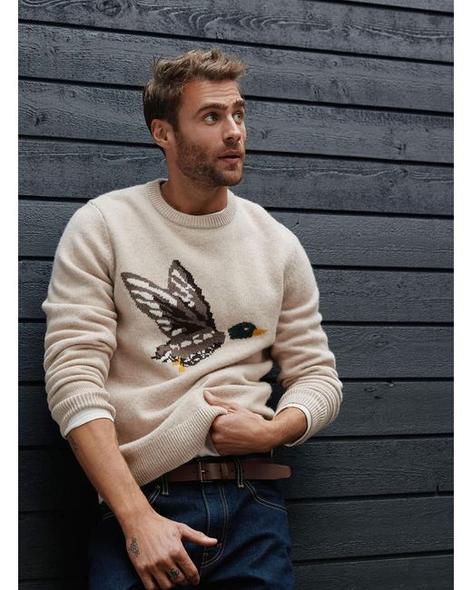 Le 31 Natural Mallard Duck Sweater Shetland Wool for men