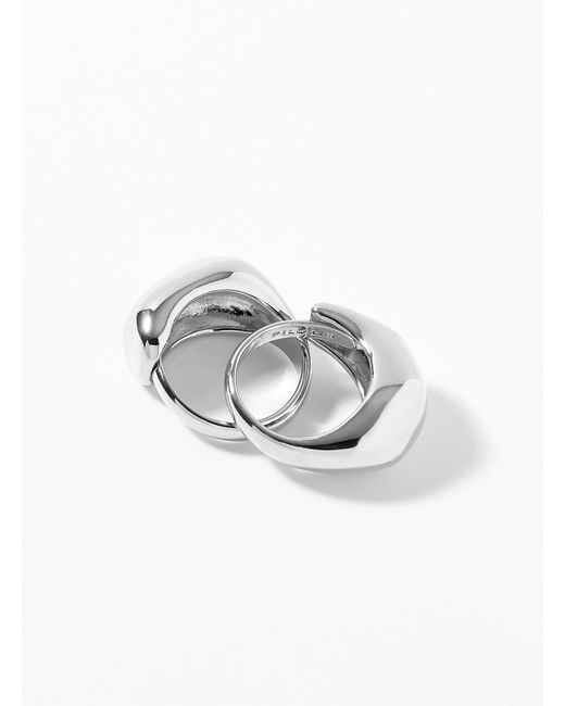 Pilgrim White Solid Dome Adjustable Rings Set Of 2