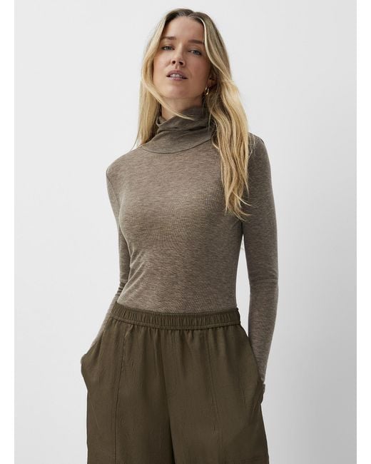 Part Two Green Slub Wool Turtleneck T