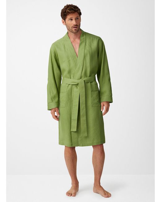 Le 31 Green Organic Linen Robe for men