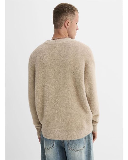 Djab Natural Solid Fuzzy Cardigan for men