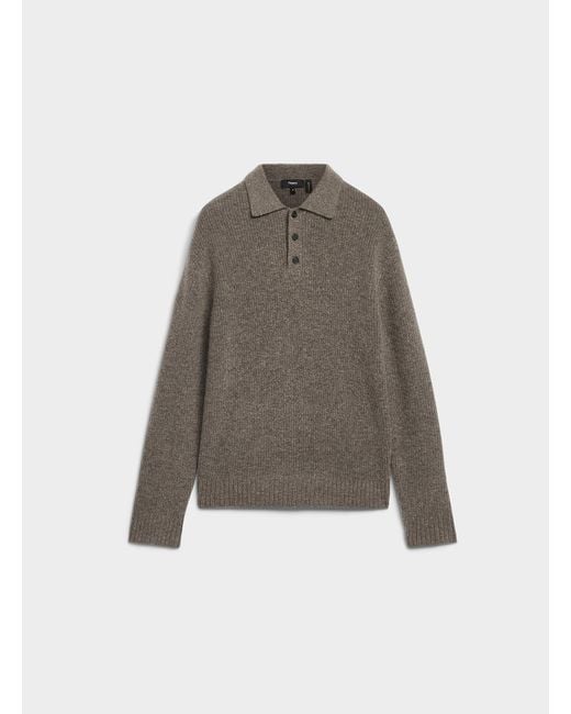 Theory Multicolor Merino Wool Blend Polo Collar Sweater for men