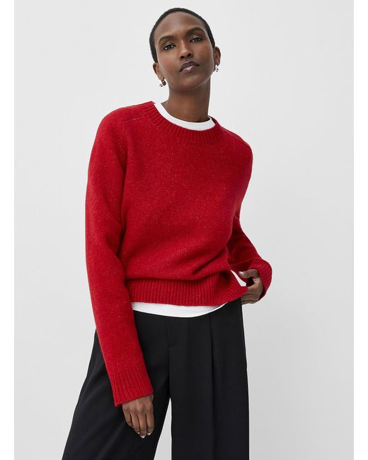 Contemporaine Red Solid Essential Boxy Sweater