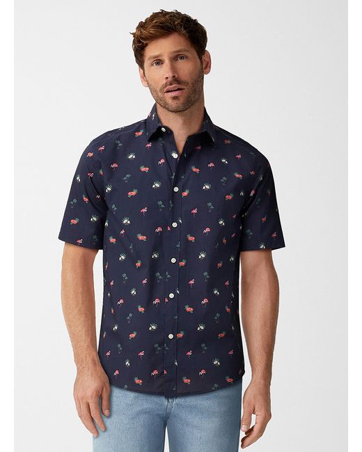 Le 31 Blue Summer Poplin Shirt Modern Fit for men