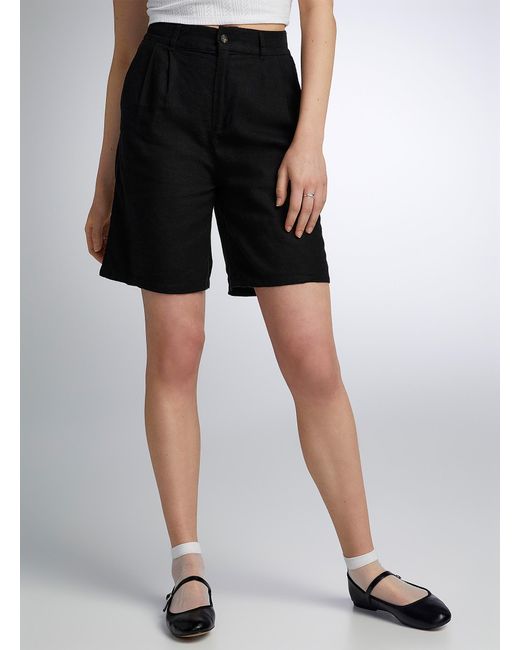 ONLY Black Touch Of Linen Pleated Bermuda Short