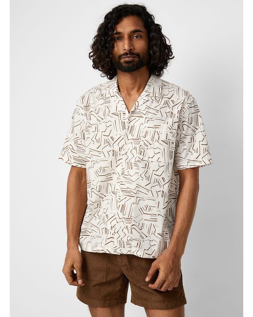 Frank And Oak White Cloud Abstract Camp Shirt for men