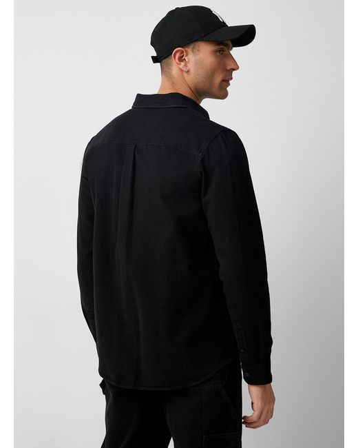 Le 31 Black Minimalist Denim Shirt Modern Fit for men