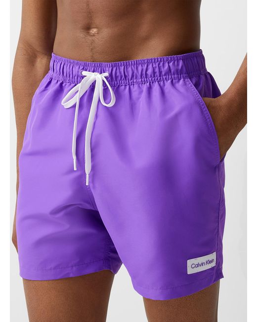 Calvin Klein Purple Solid Logo Patch Swim Short for men