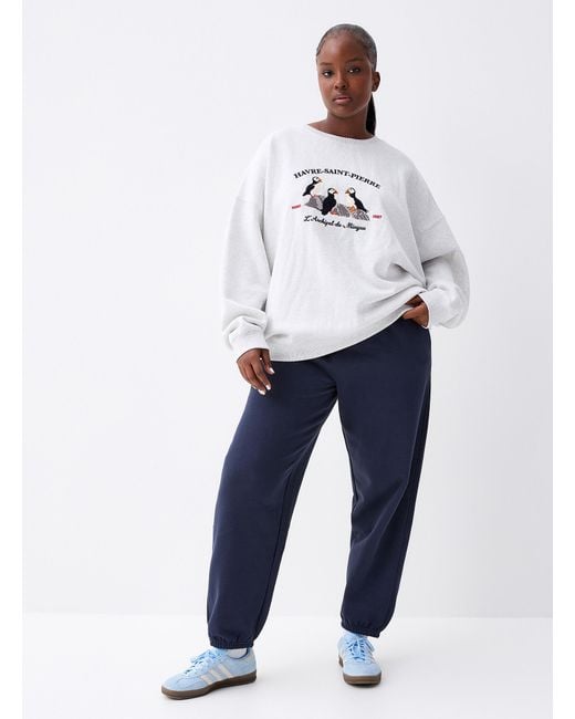 Twik White Destination Oversized Fleece Sweatshirt