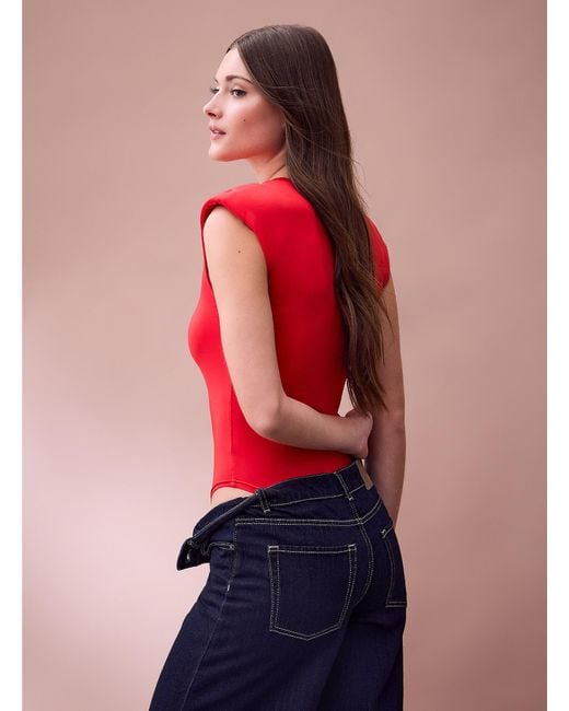 Icône Red Shoulder Pads Soft Micromesh Bodysuit