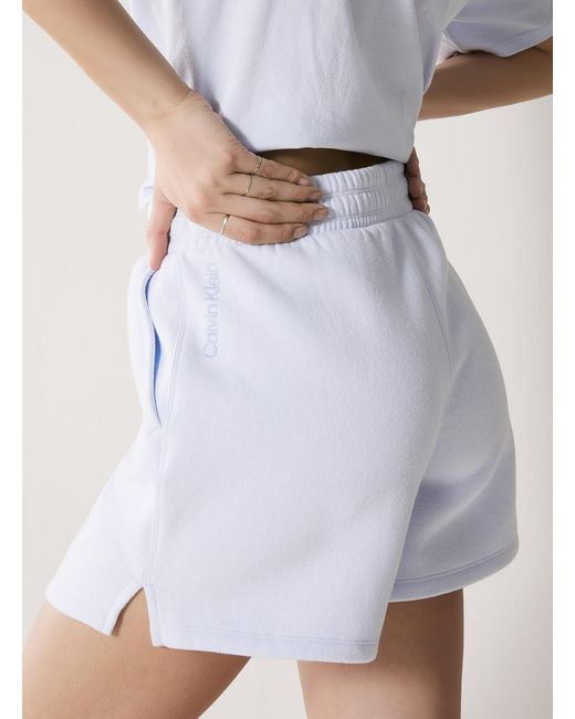 Calvin Klein White Fleece Underside Plain Lounge Short