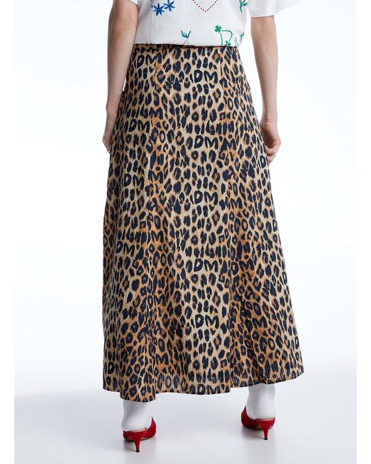 Damson Madder White Buckled Leopard Print Maxi Skirt