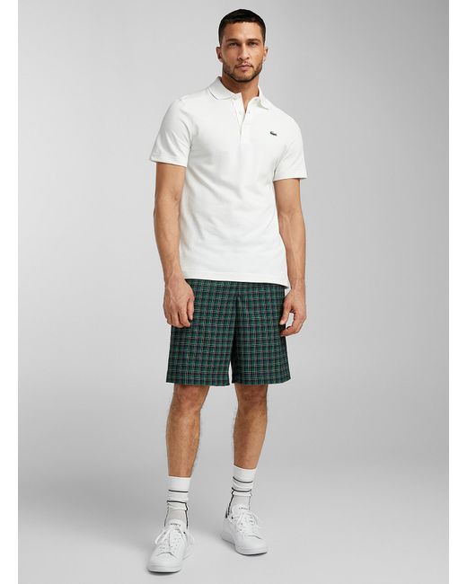 Lacoste White Casual Tartan Golf Short for men